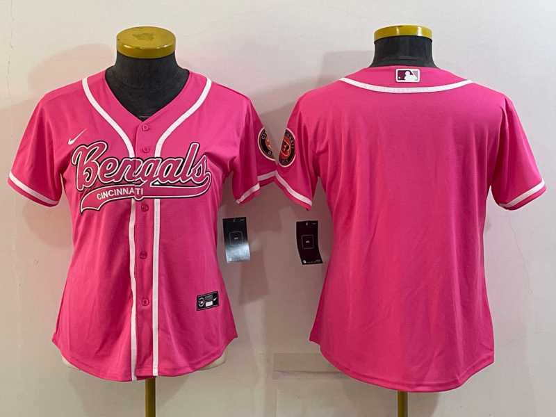 Women's Cincinnati Bengals Blank Pink With Patch Cool Base Stitched Baseball Jersey,We sell and wholesale Women's Cincinnati Bengals Blank Pink With Patch Cool Base Stitched Baseball Jersey on line form chian!